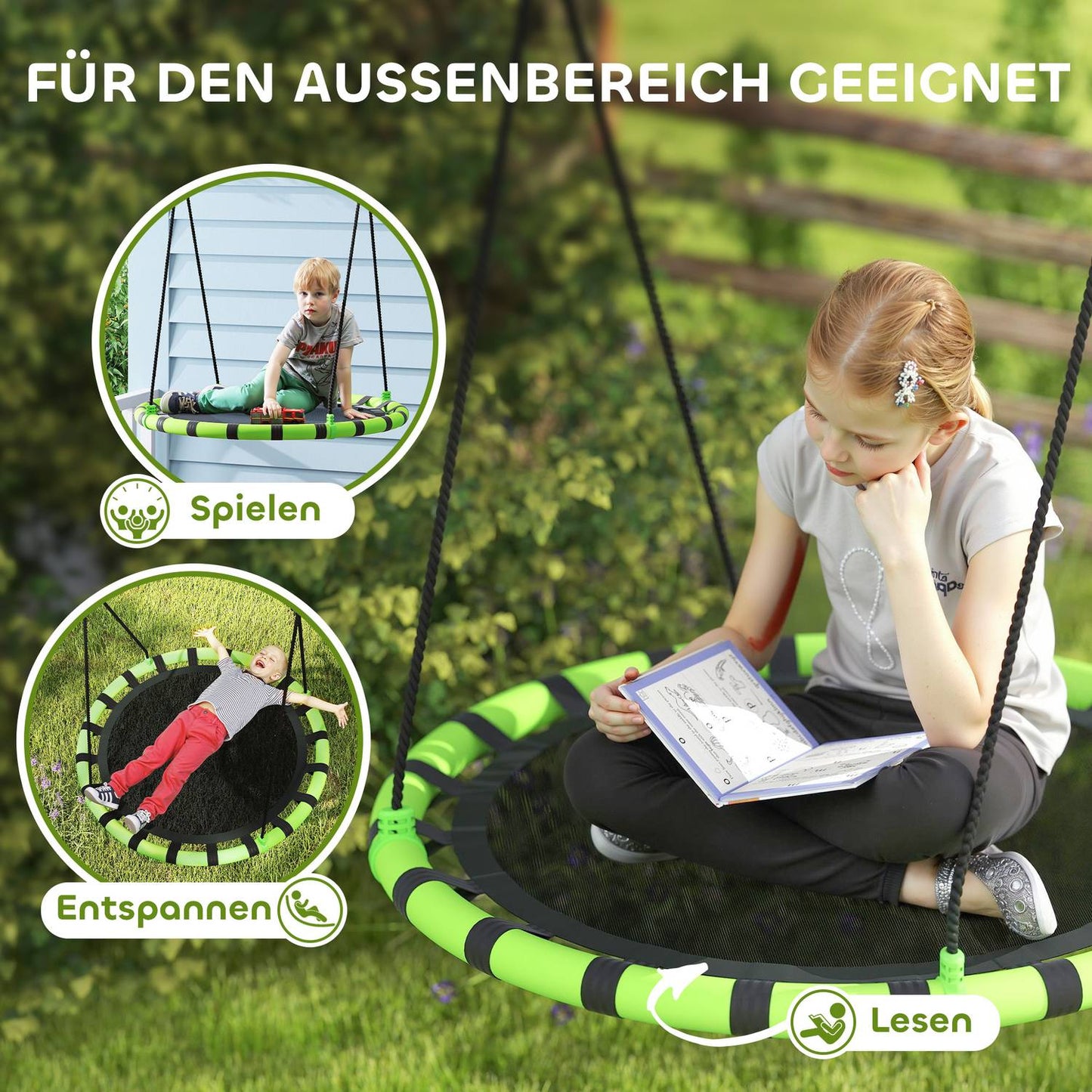 Children's Swing, 150 kg Capacity, Ø100 x 180 cm, Black