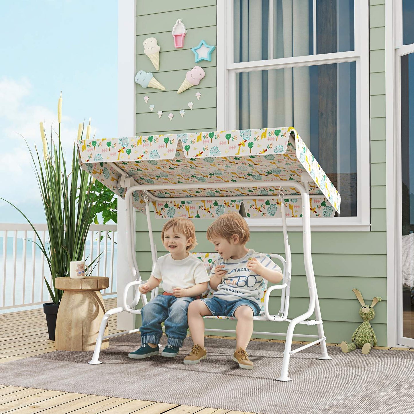 Children's Swing Seat, Steel Frame, 2-Seater, 60 kg Capacity