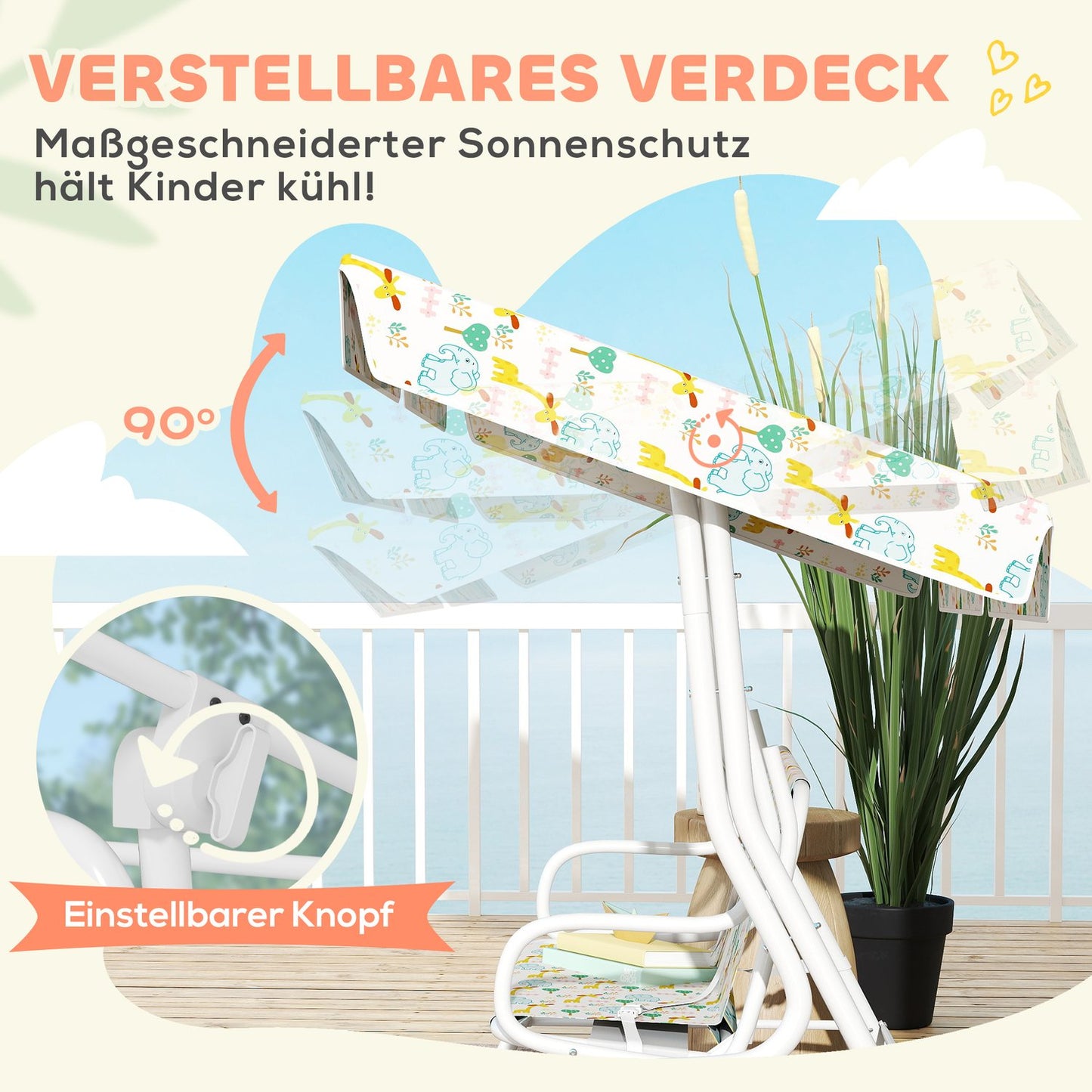 Children's Swing Seat, Steel Frame, 2-Seater, 60 kg Capacity