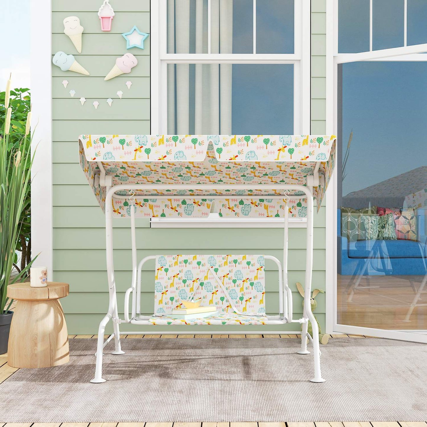 Children's Swing Seat, Steel Frame, 2-Seater, 60 kg Capacity
