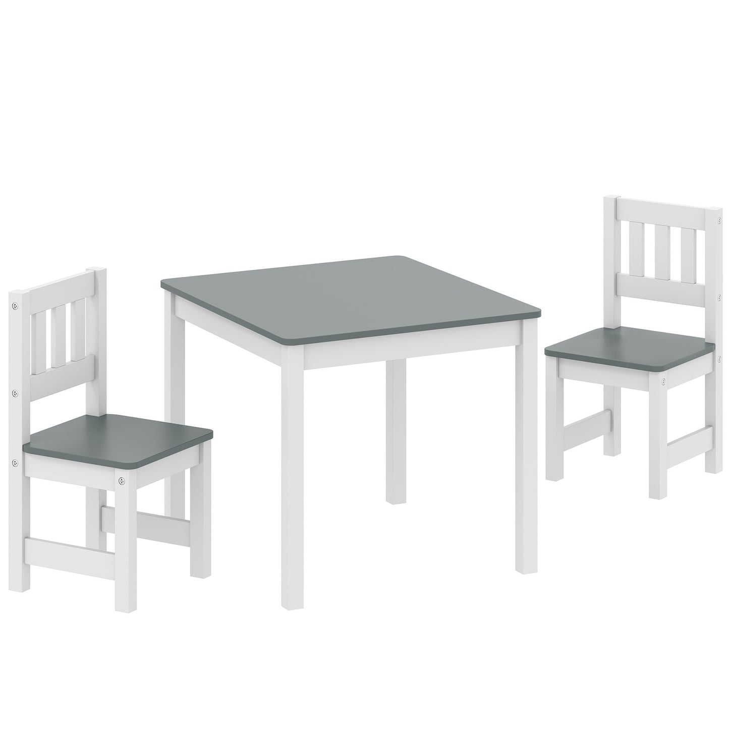 Children's Table and Chair Set, 3-Piece, Grey, Wood