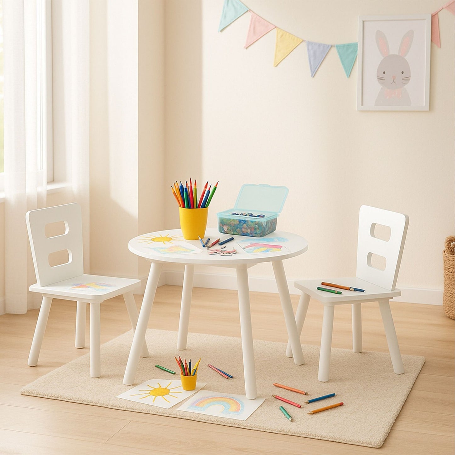Children's Table and Chair Set with Storage