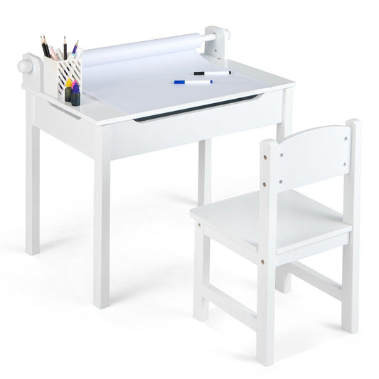 Children's Table with Chair Sensory Placemat for Children White