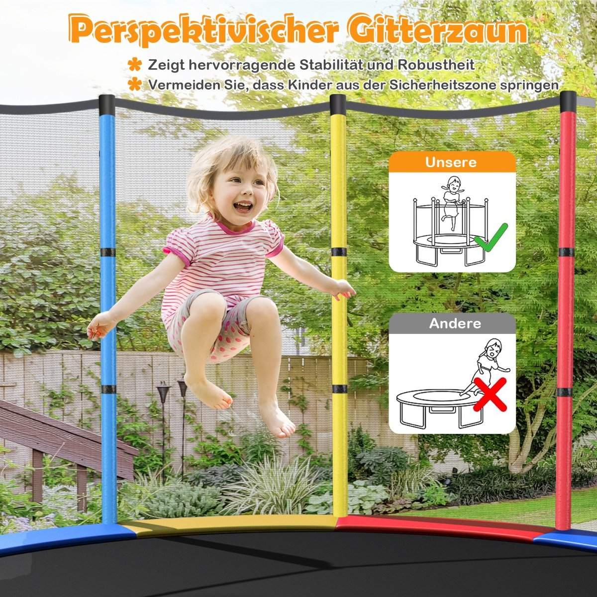 Children's Trampoline with Safety Net, Ø140cm, 135kg Capacity