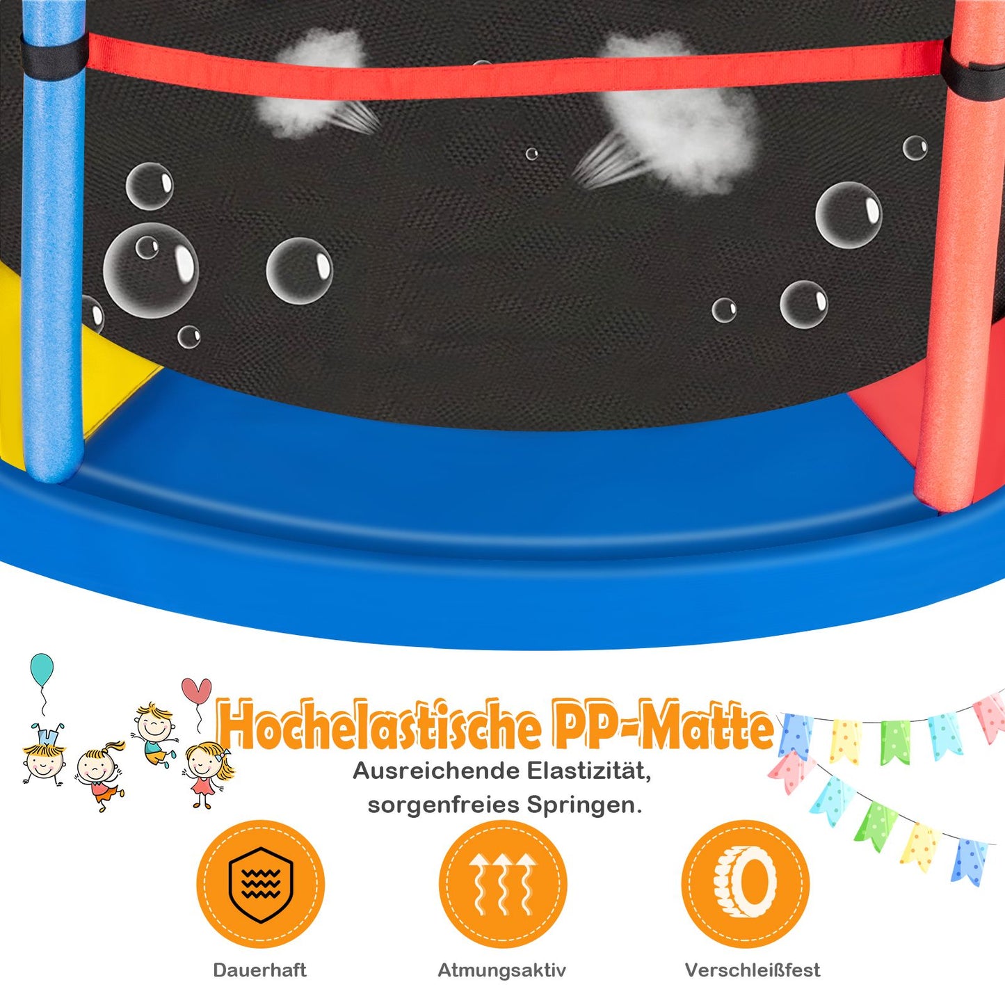 Children's Trampoline with Safety Net, 165cm, 135kg Capacity