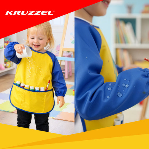Children's Waterproof Painting Apron with Sleeves, Size S