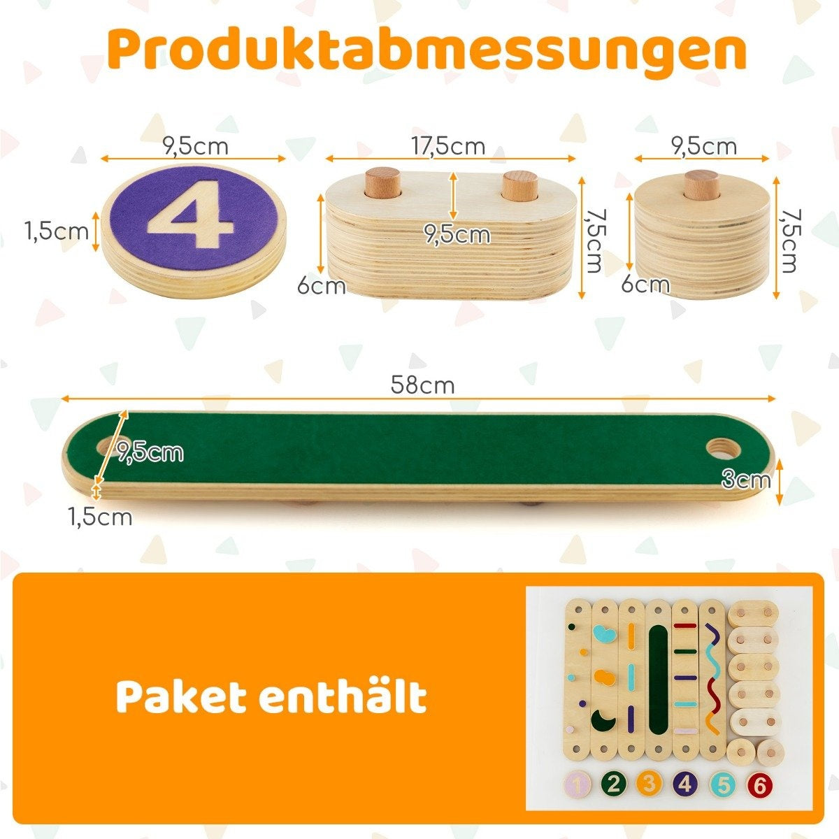 Children's Wooden Balance Beam Set with 6 Stones