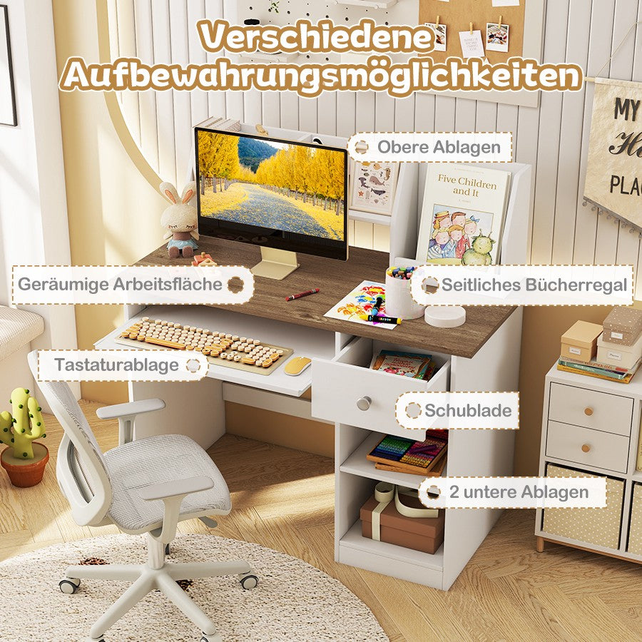 Children's Wooden Desk with Storage, 90x45x90 cm, Natural