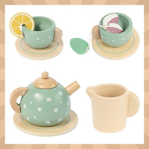 Children's Wooden Tea Set – 15-Piece Play Kit