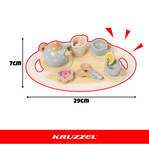 Children's Wooden Tea Set with Accessories - Gray