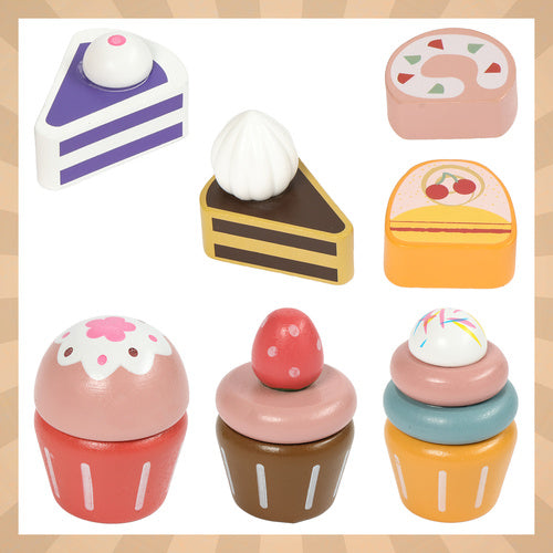 Children's Wooden Tea Set with Cake Stand, 15 Pieces