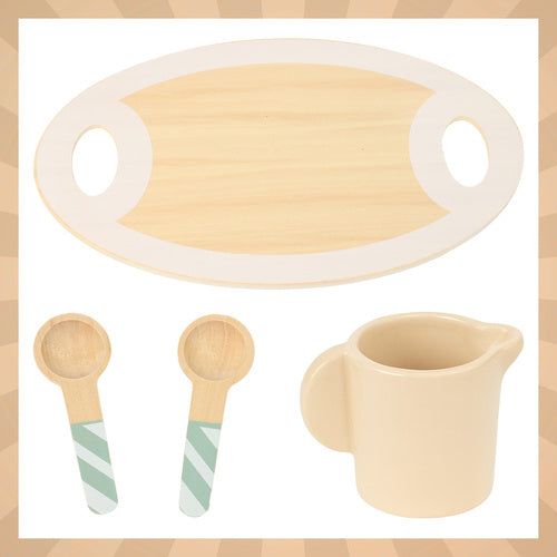 Children's Wooden Tea Set with Cake Stand, 15 Pieces