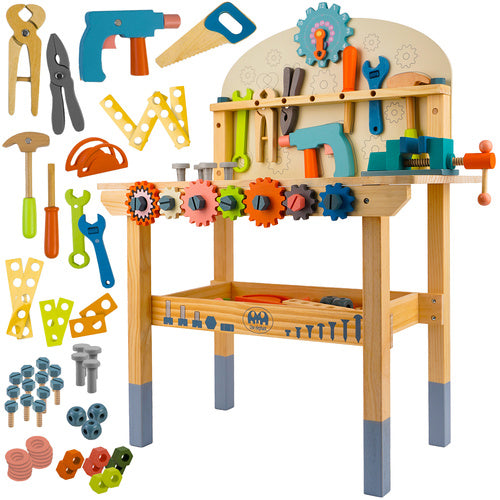 Children's Wooden Tool Workbench, 3-in-1 DIY Kit