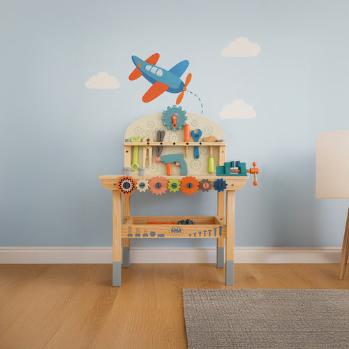 Children's Wooden Tool Workbench, 3-in-1 DIY Kit