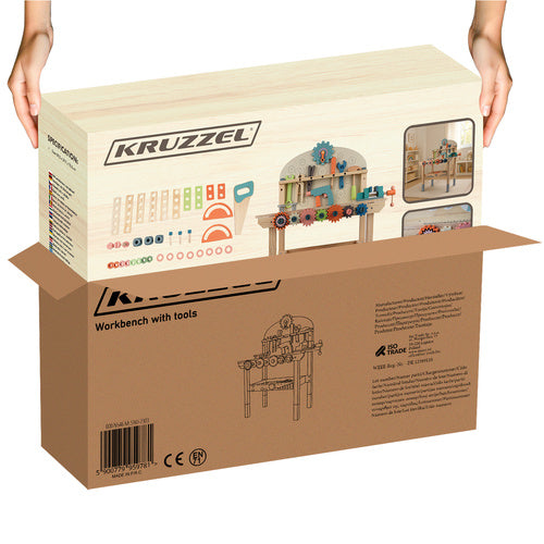 Children's Wooden Tool Workbench, 3-in-1 DIY Kit