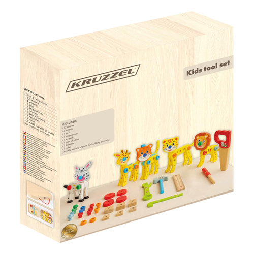 Children's Wooden Toolbox DIY Kit, Build Animals & Vehicles