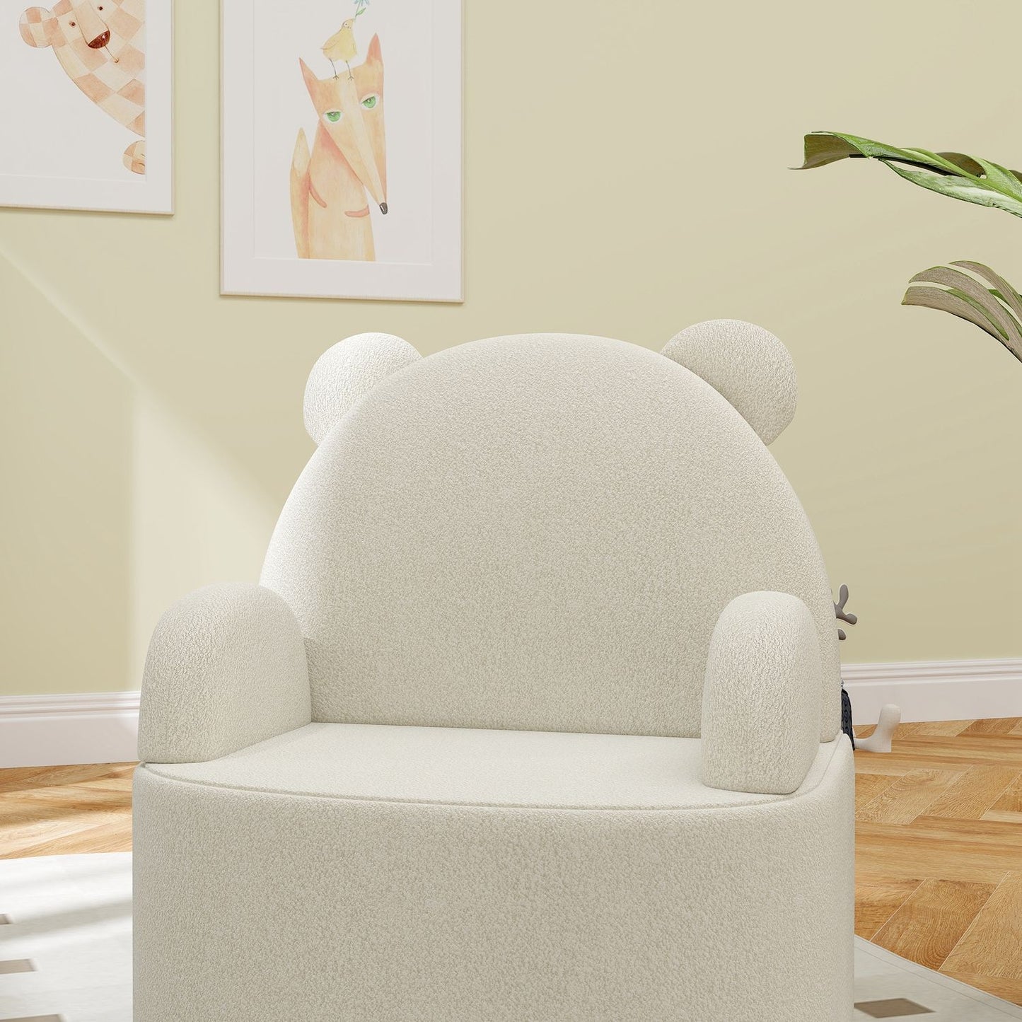 Bear-shaped armchair for children, Soft Teddy Fleece, Beige