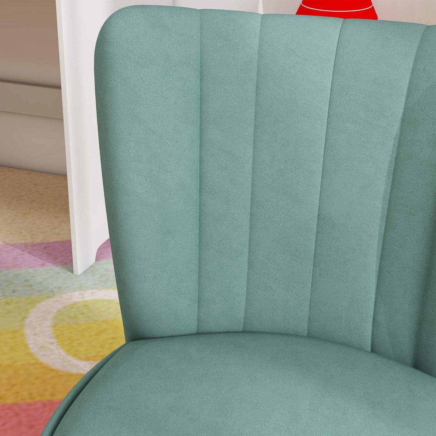 Children's armchair in velvet look, 3-7 years, light blue