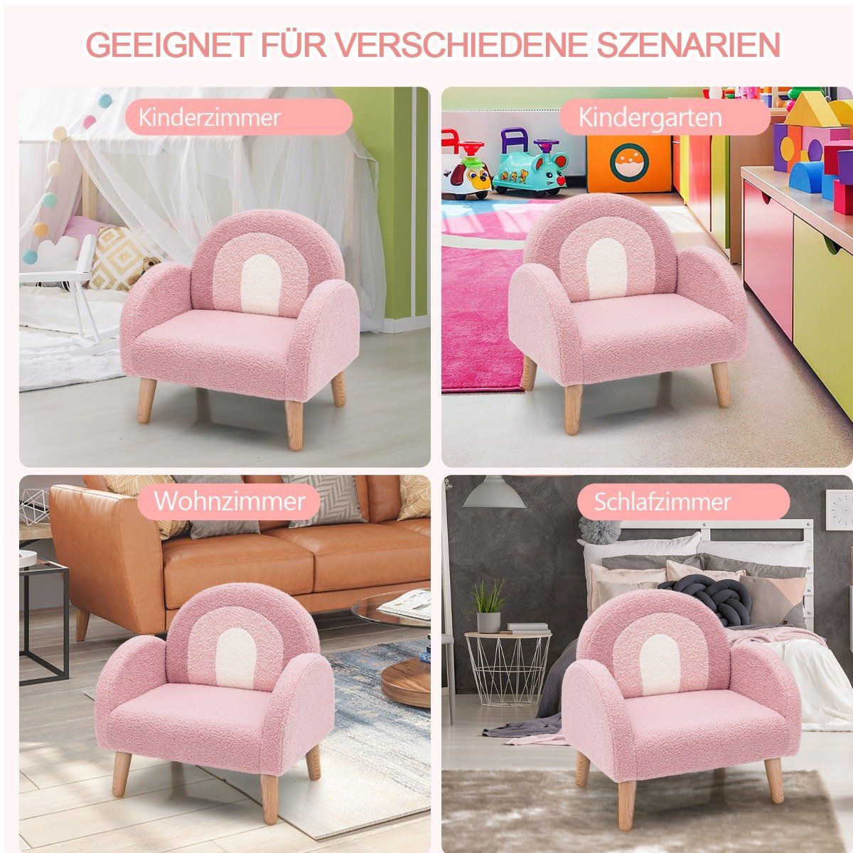 Children's armchair for toddlers Children's sofa upholstered with backrest pink