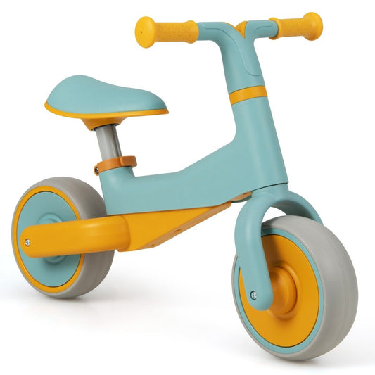 Children's balance bike without pedal, height-adjustable balance bike with limited steering and 2 wheels, blue