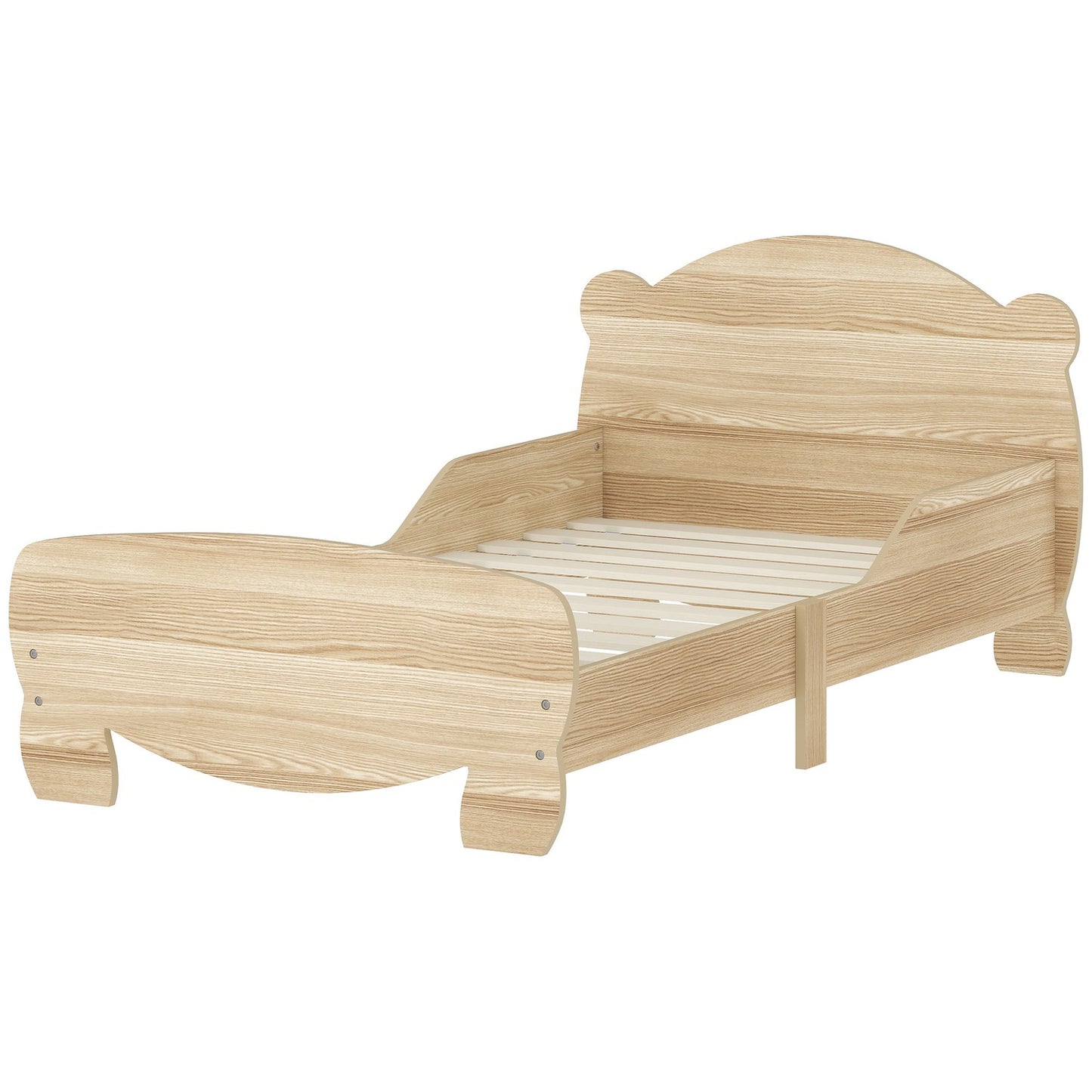 Solid Wood House Bed - Children's bed with guard rail, Bear Design