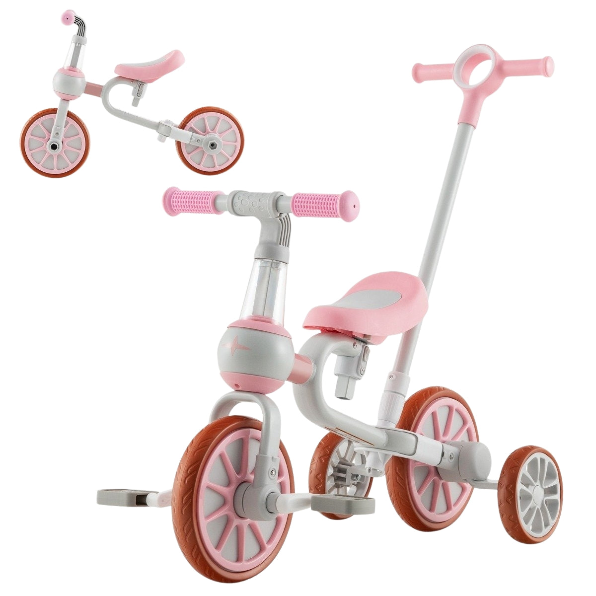 Children's bike 4-in-1 preschool bike with parent push handle 37 x 72 x 101 cm pink