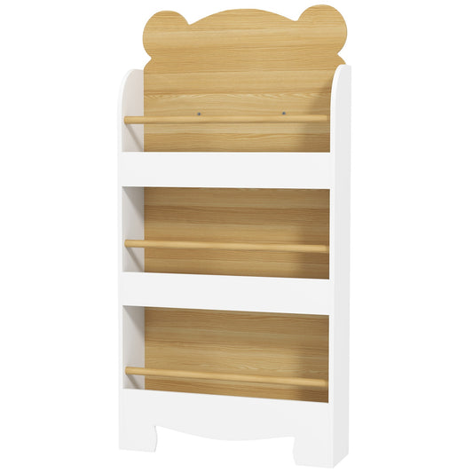 Children's Wooden Bookshelf, 3 Shelves, White, 55x15x110 cm