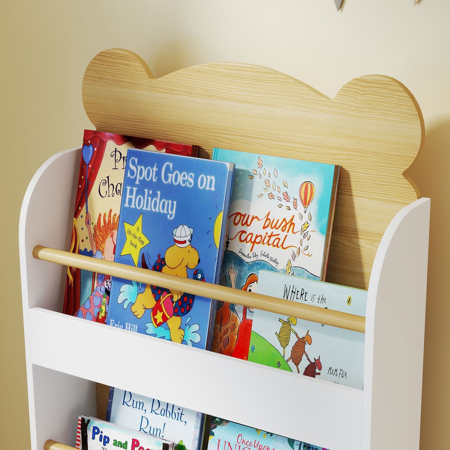 Children's Wooden Bookshelf, 3 Shelves, White, 55x15x110 cm