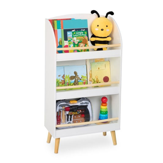 Children's bookshelf with 3 compartments