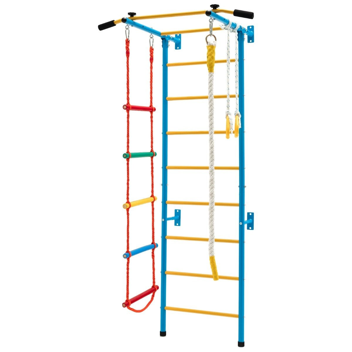 Children's climbing wall home sports equipment for children up to 100 kg 107 x 83 x 223 cm blue and yellow