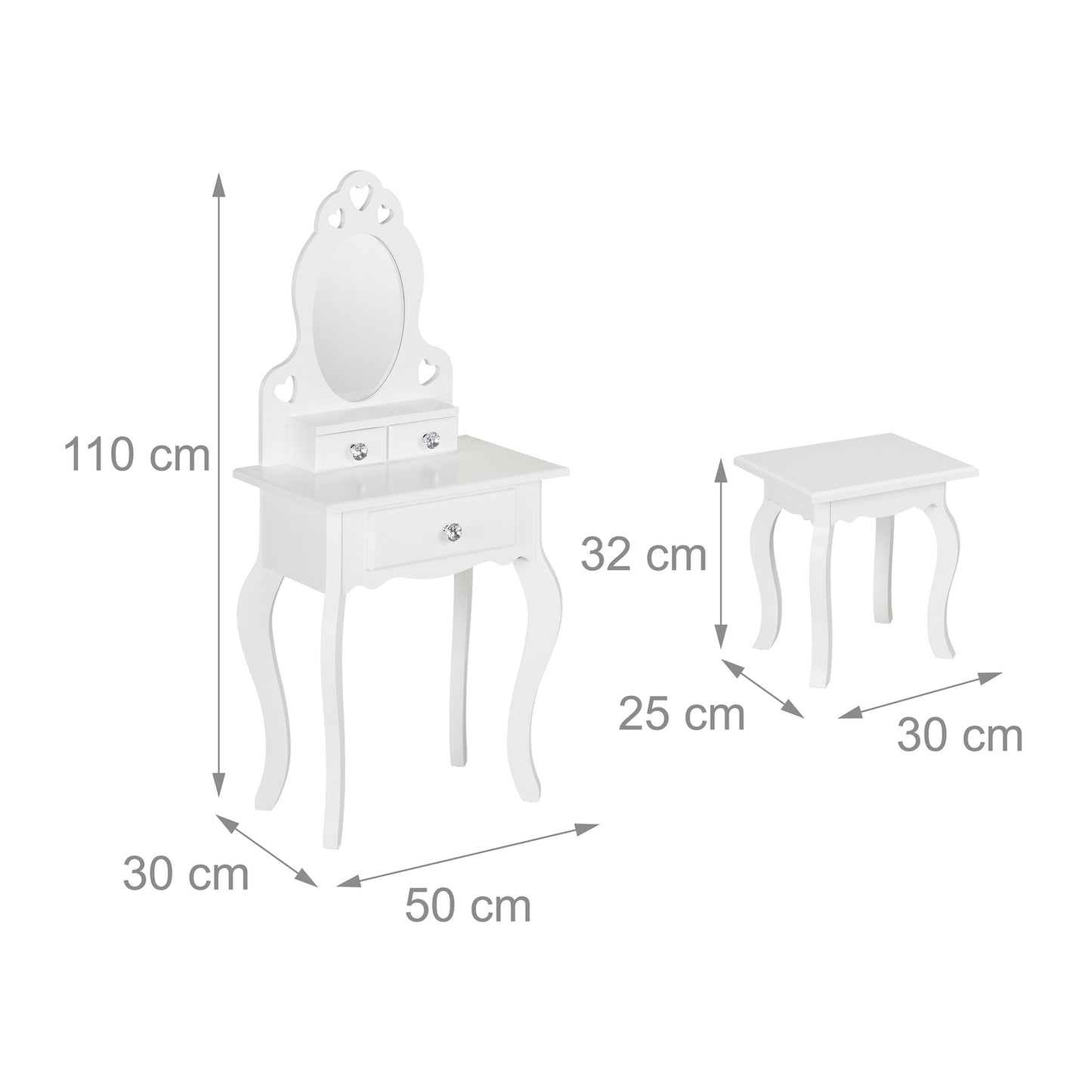 Children's dressing table with stool