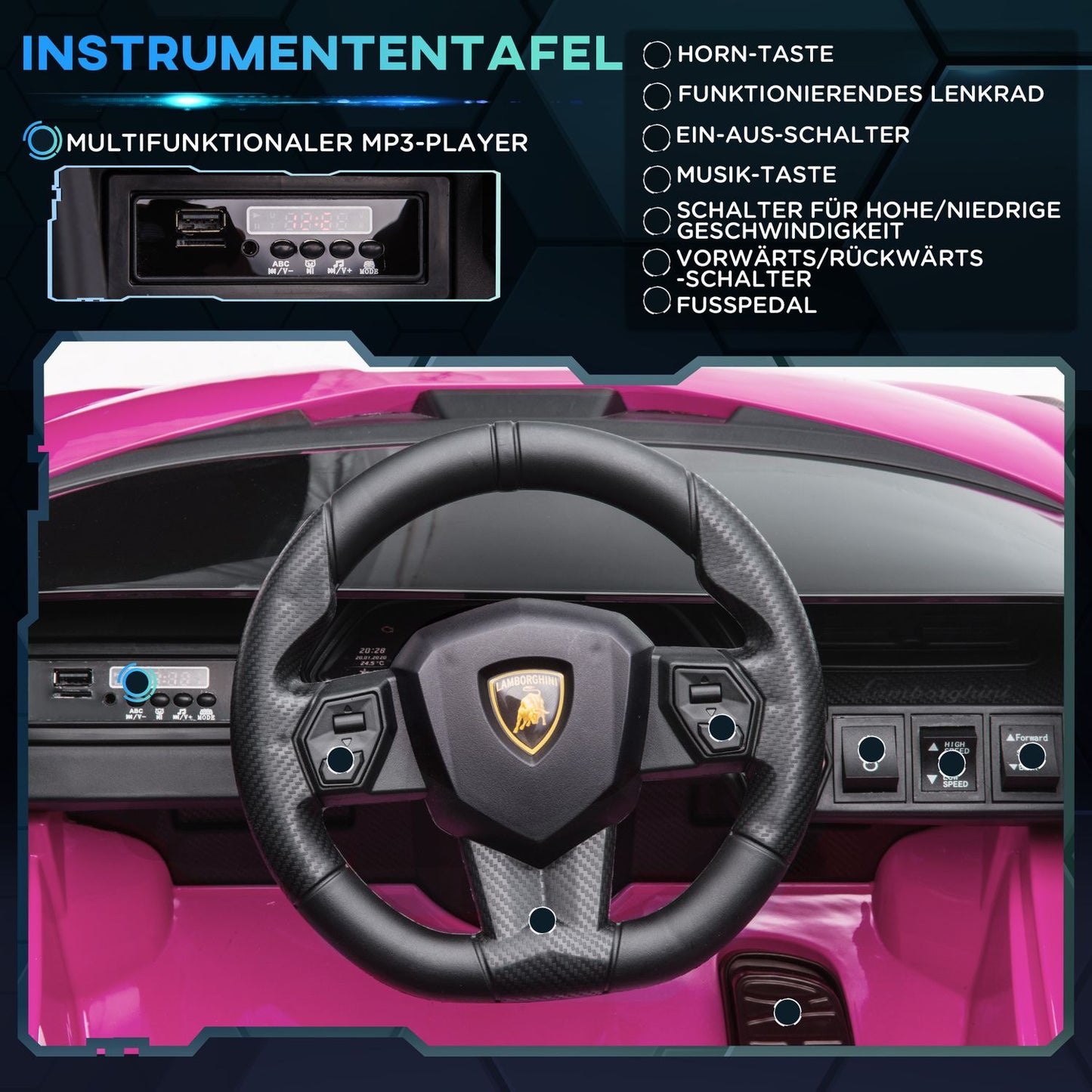 Pink Electric SUV Car for Kids - 3 Gears, MP3, Remote Control