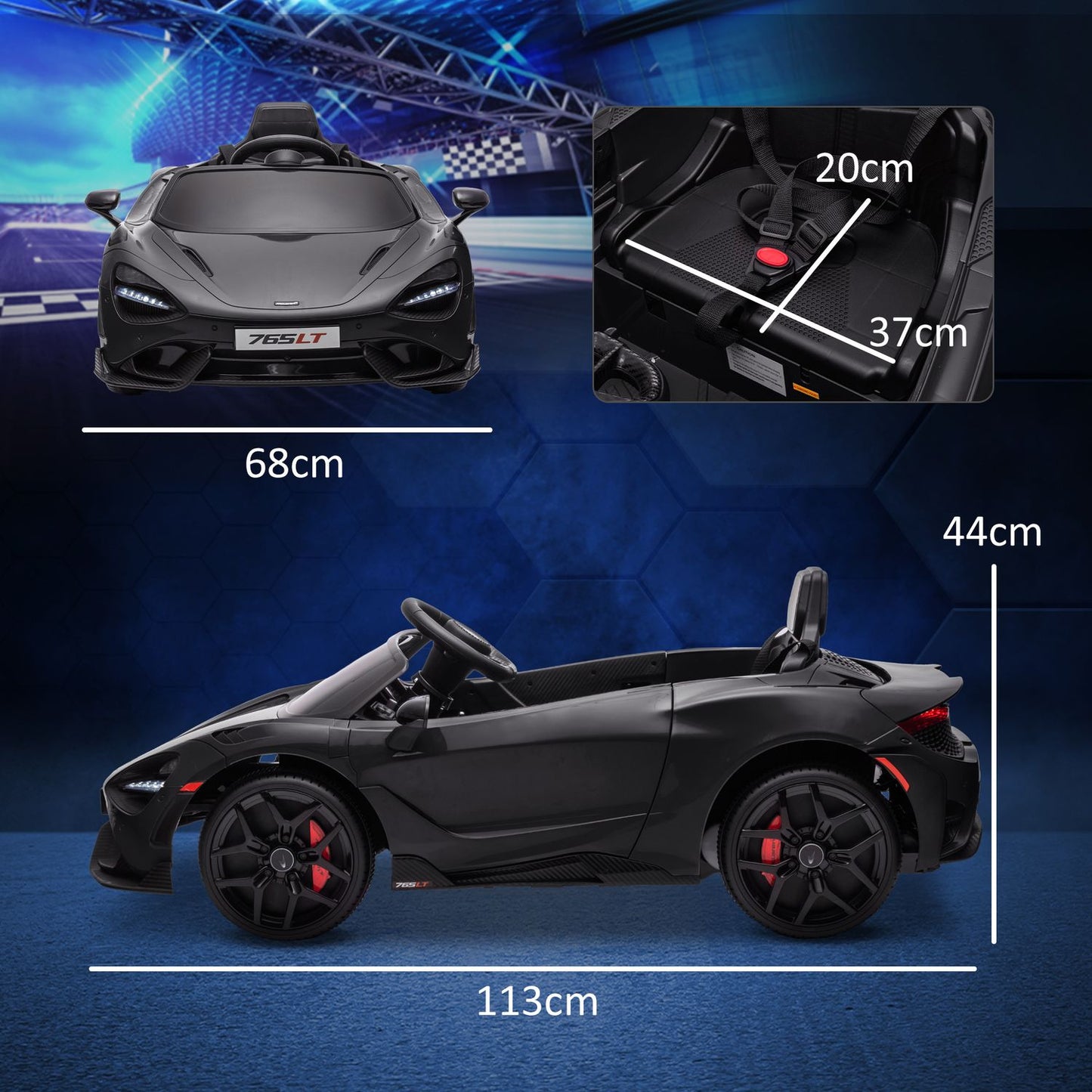 Electric car for children 12V, Remote control, Music, Black