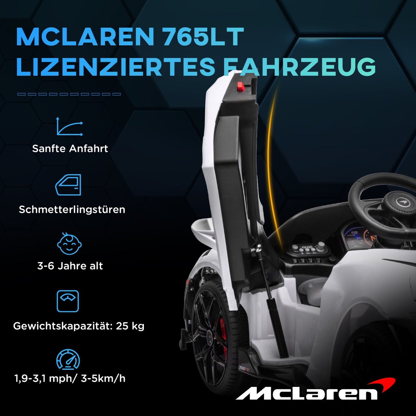 12V electric car for children with remote control, lights and music