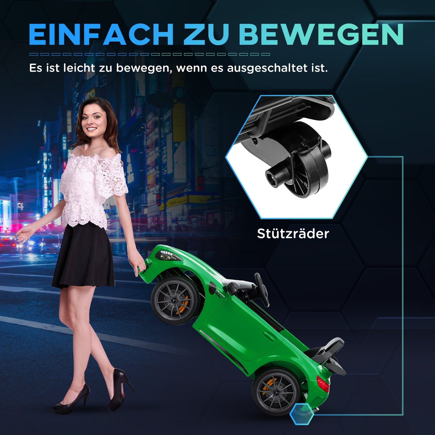 Electric car for children, 12V, Remote control, USB & MP3, Green