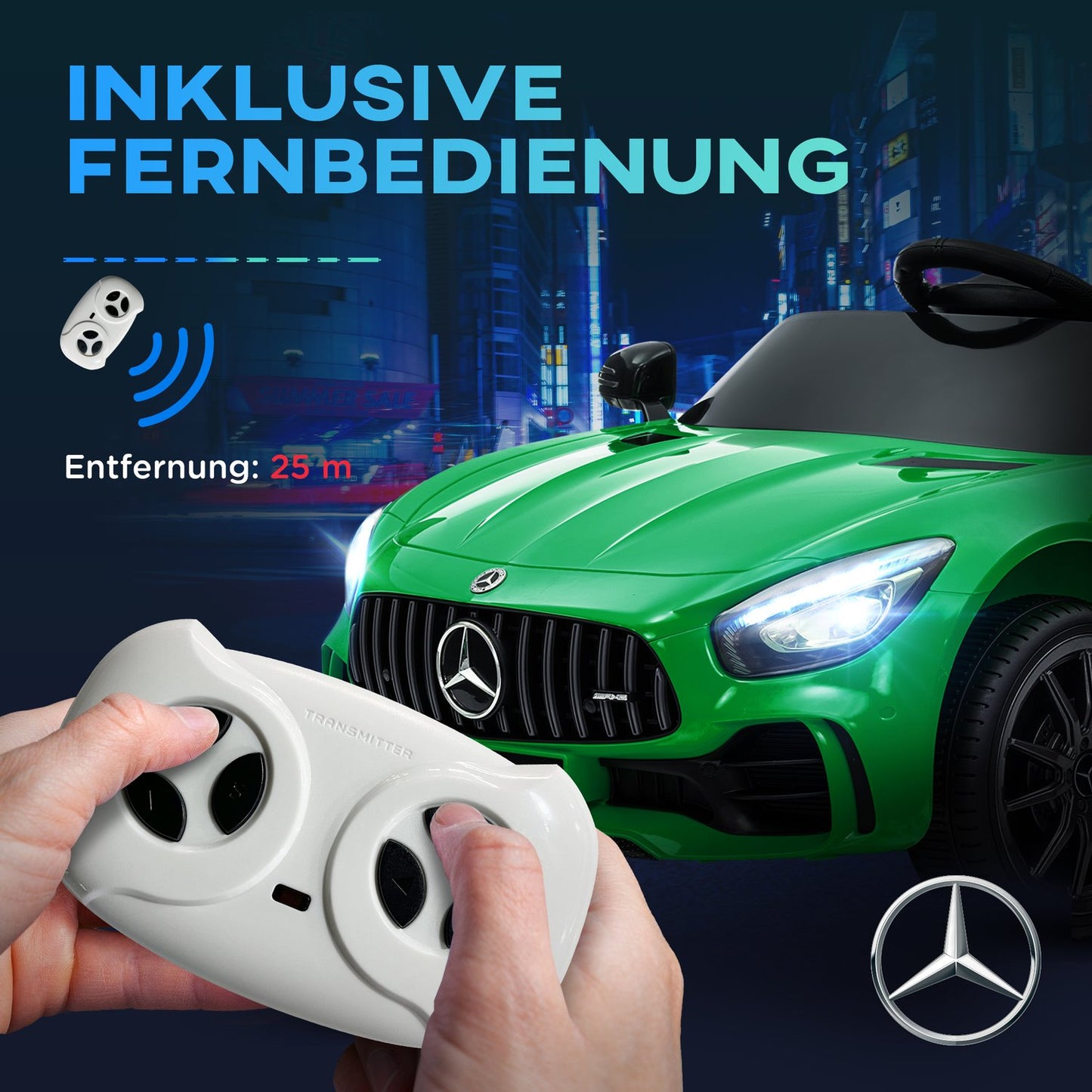Electric car for children, 12V, Remote control, USB & MP3, Green