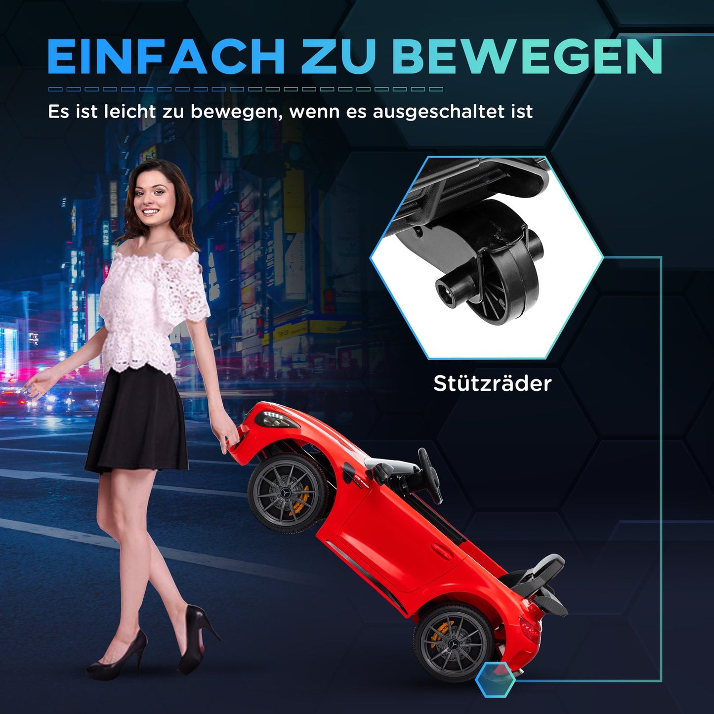 Electric car for children 12V with remote control, USB, lights
