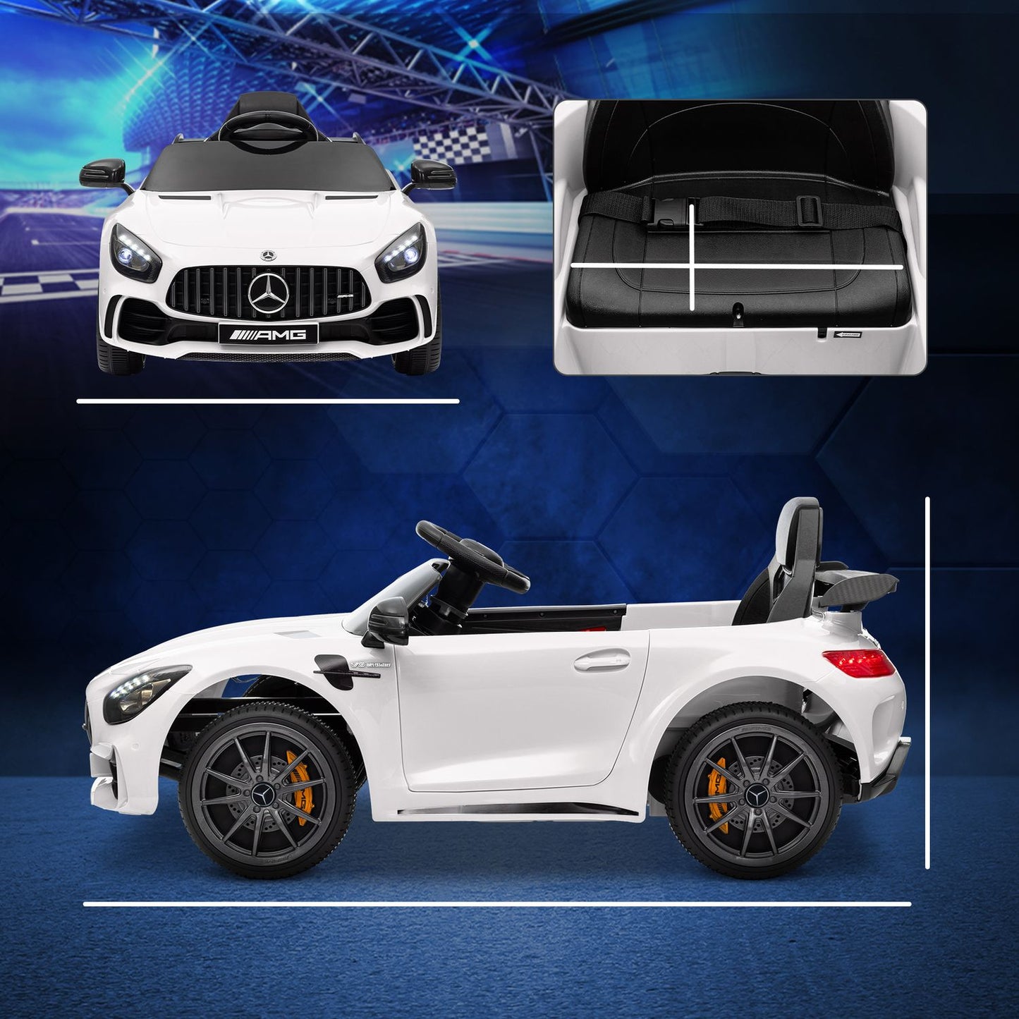 Electric car for children with remote control & music - White