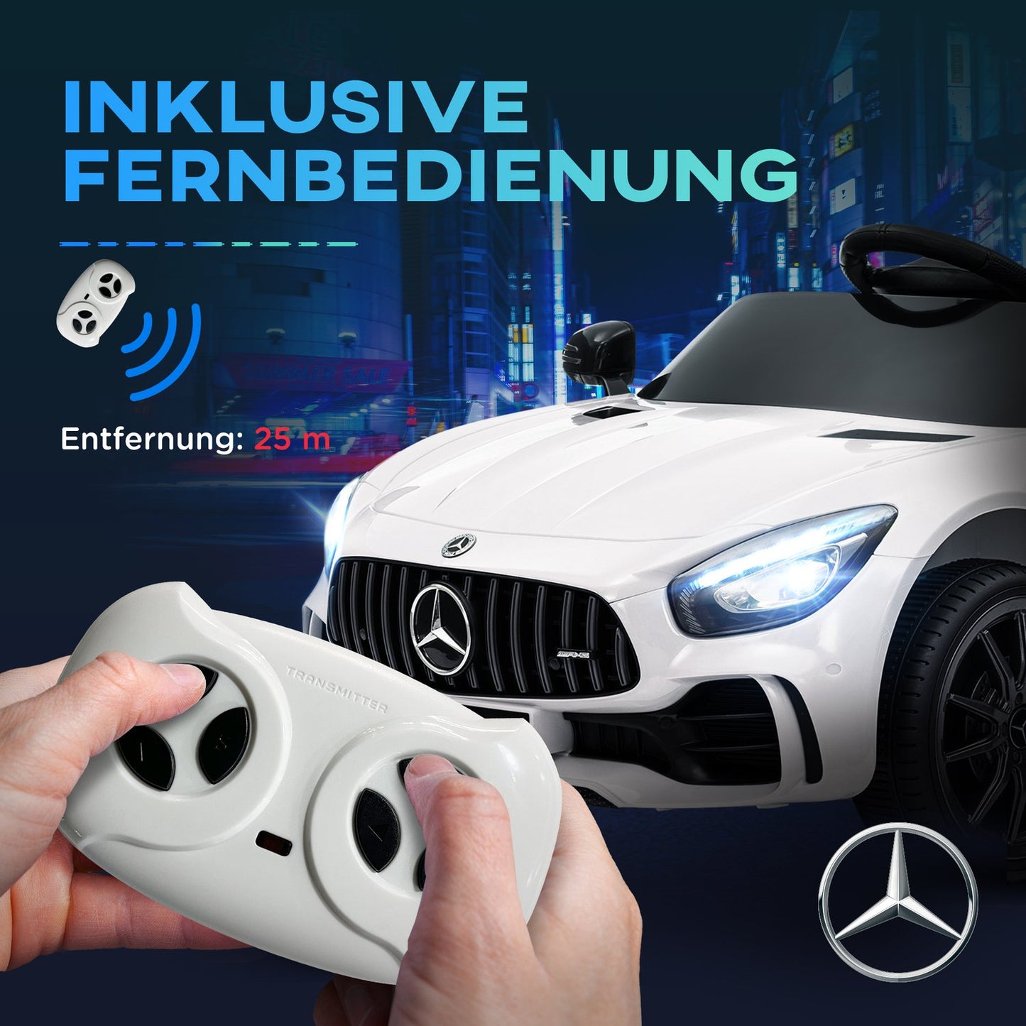 Electric car for children with remote control & music - White
