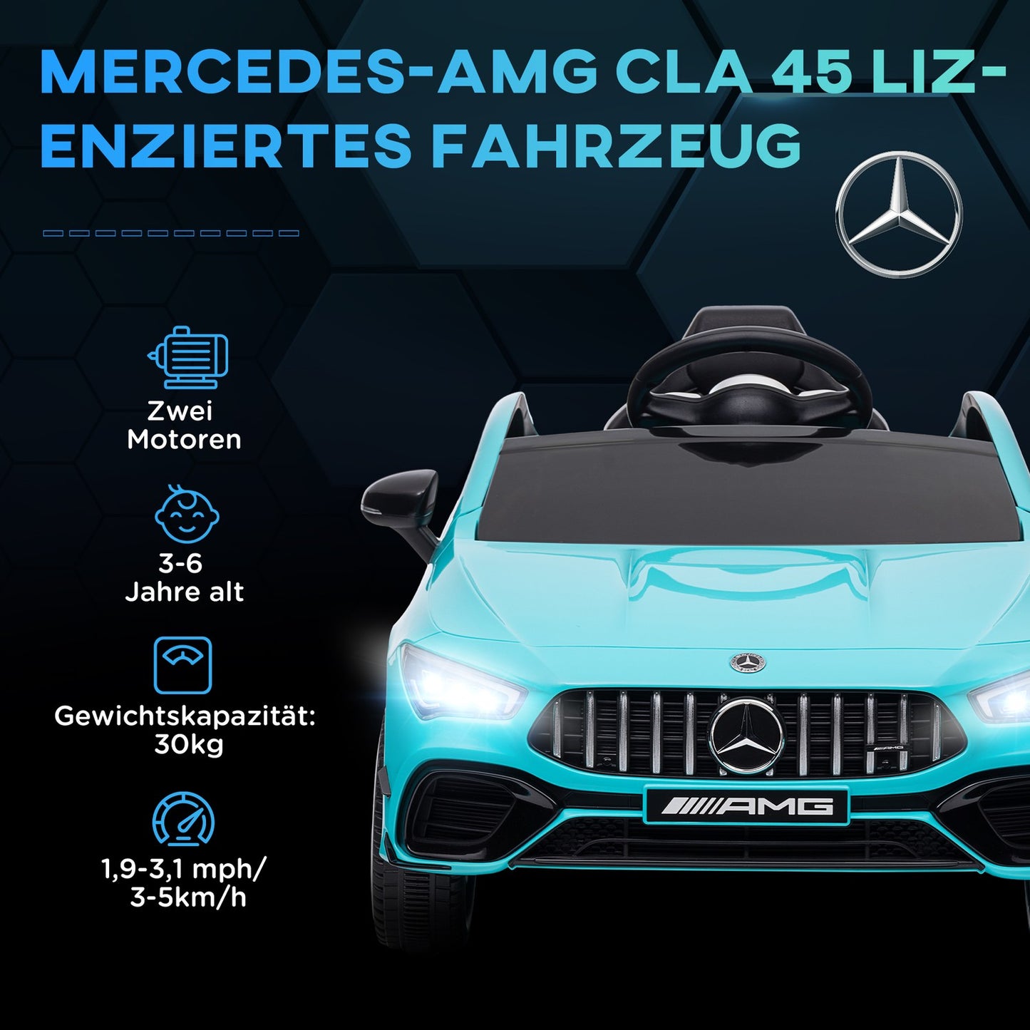Electric car for children 12V with remote control, USB, lights
