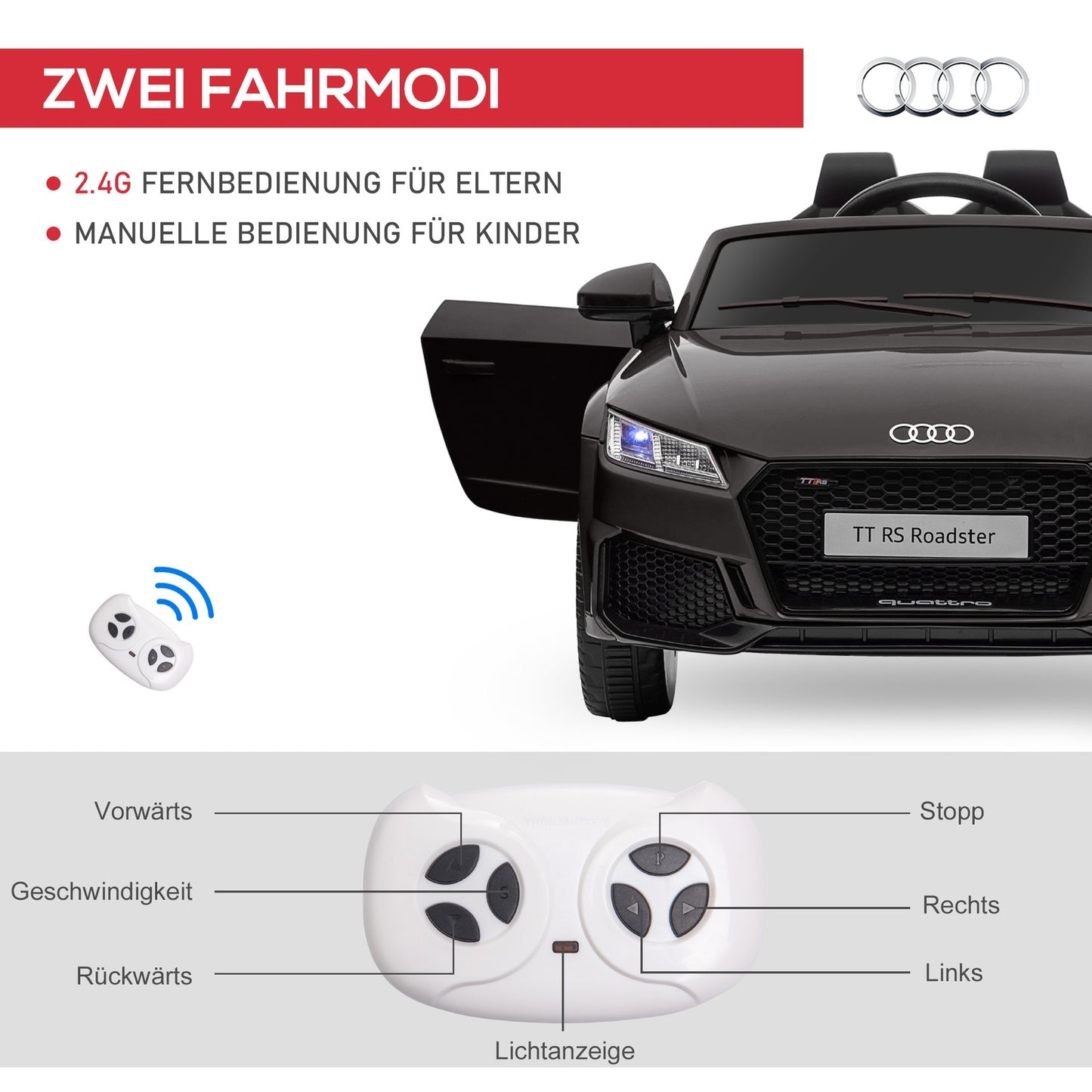 Electric ride-on car for children 3-5, 12V with remote control and music