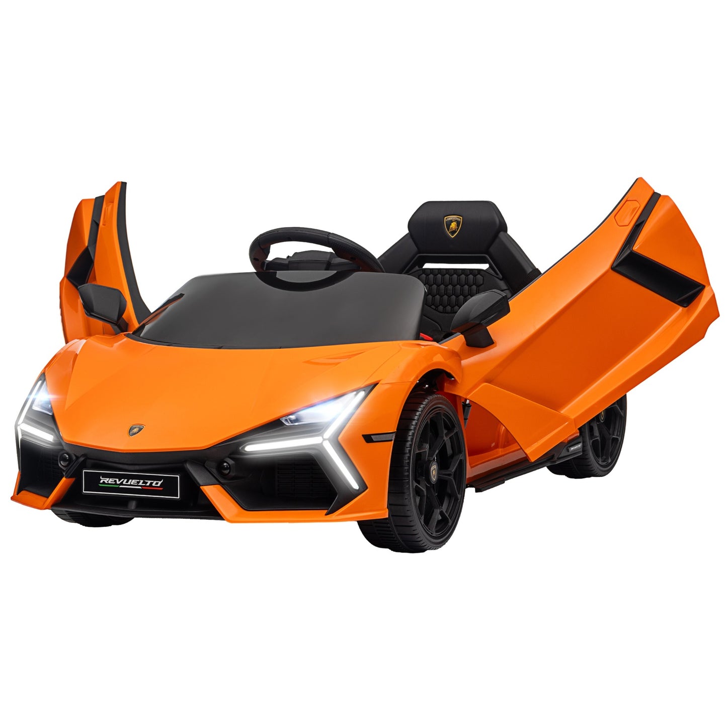 Electric car for children 12V with remote control, music, USB port, orange