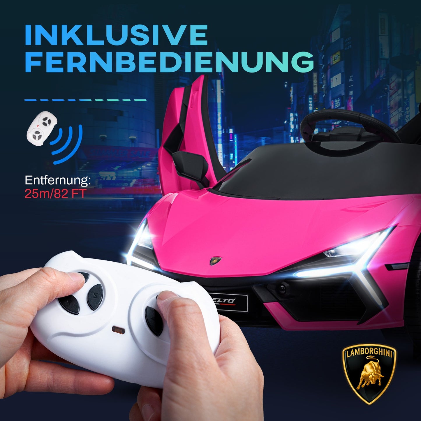 Children's 12V electric car with remote control, music and lighting