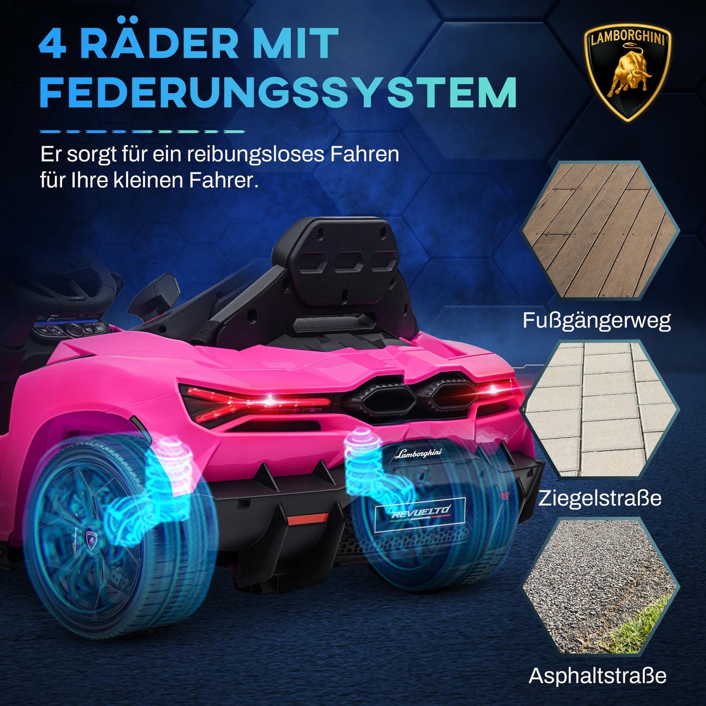 Children's 12V electric car with remote control, music and lighting