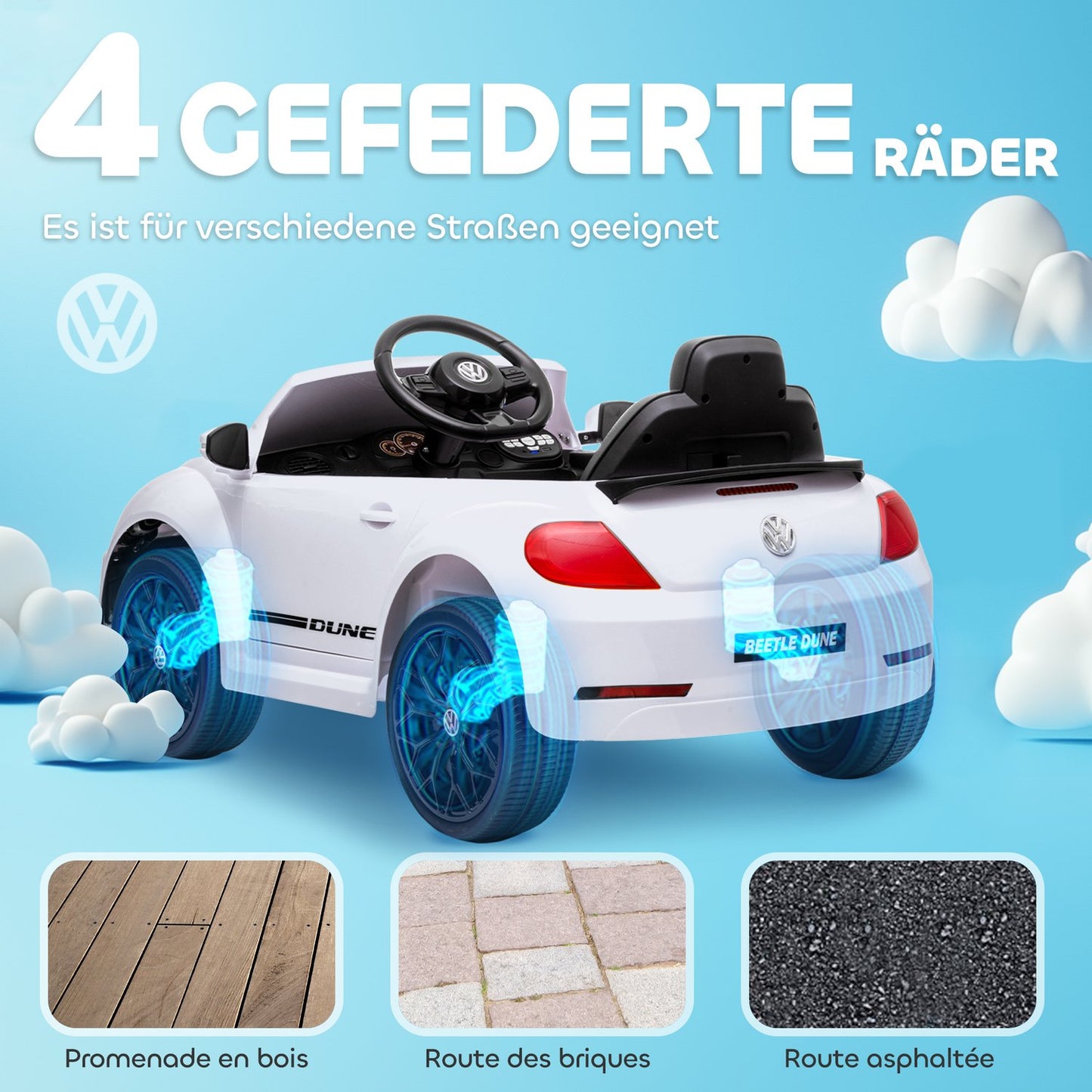 Children's 12V electric car with remote control and LED lights