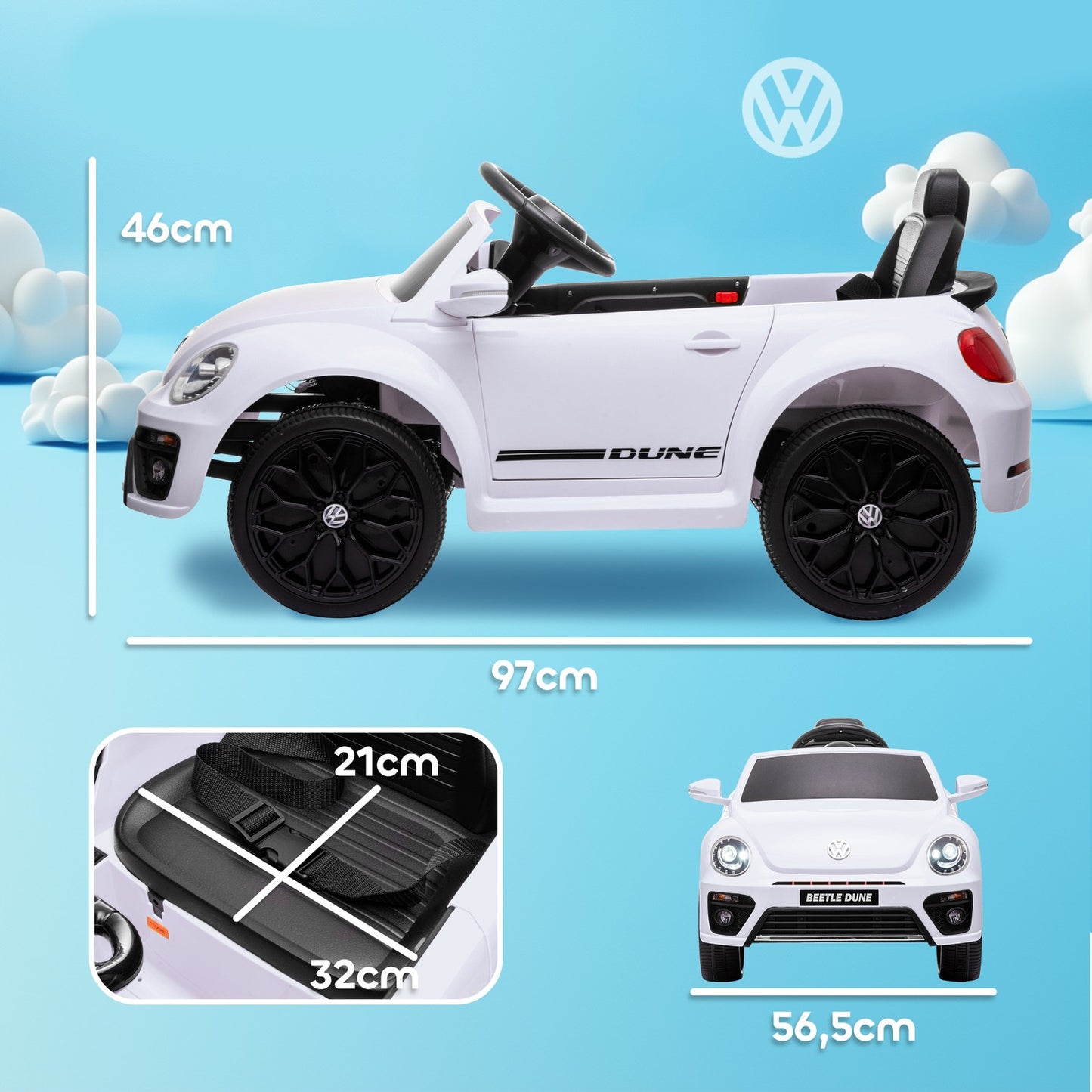 Children's 12V electric car with remote control and LED lights