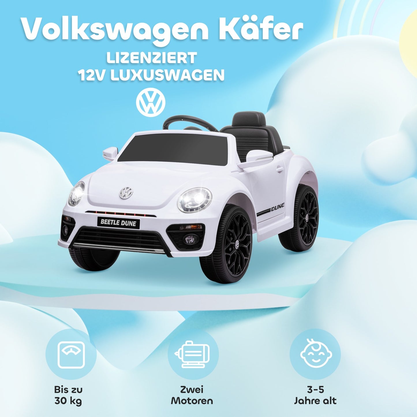 Children's 12V electric car with remote control and LED lights