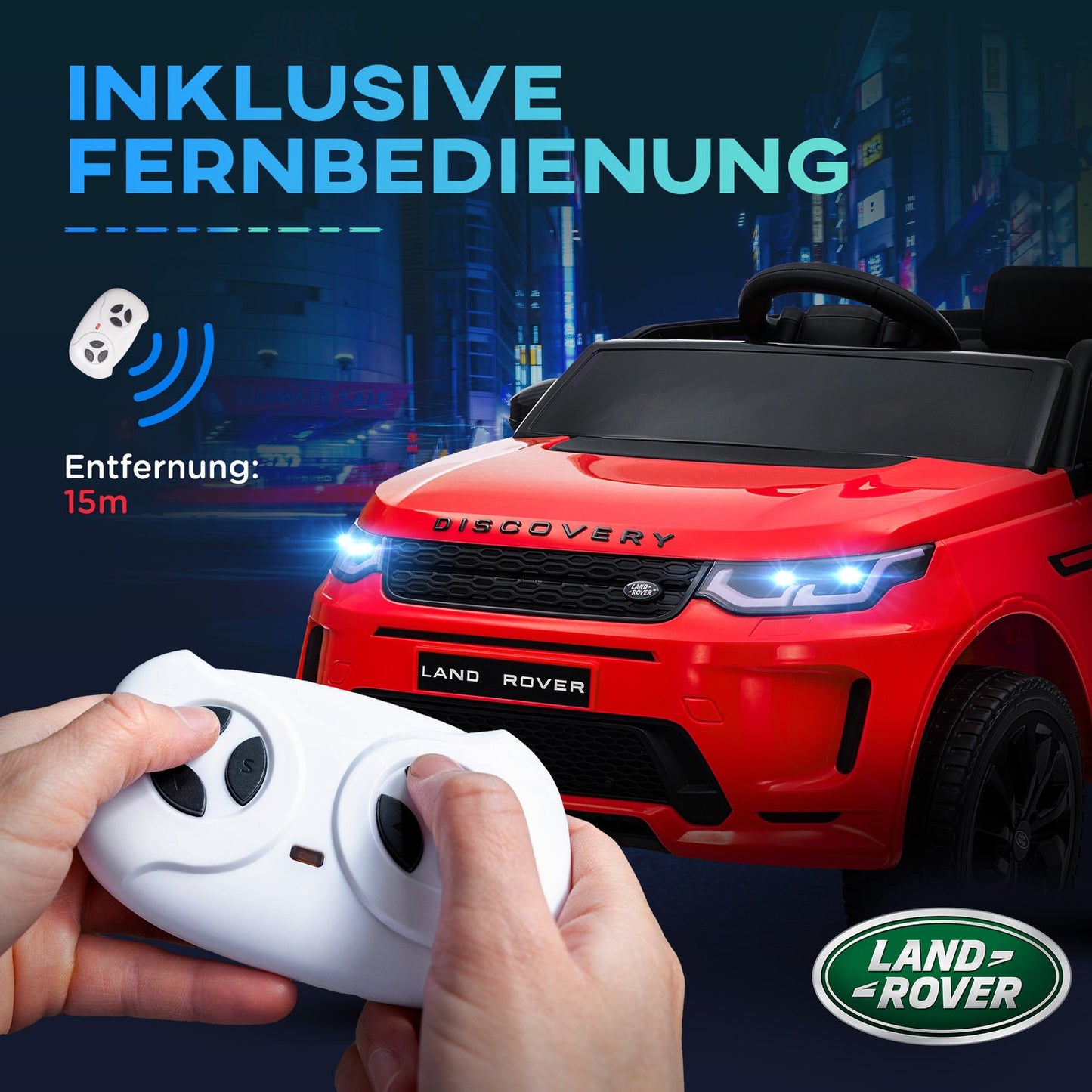 Electric children's car 12V with remote control, LED lights, red