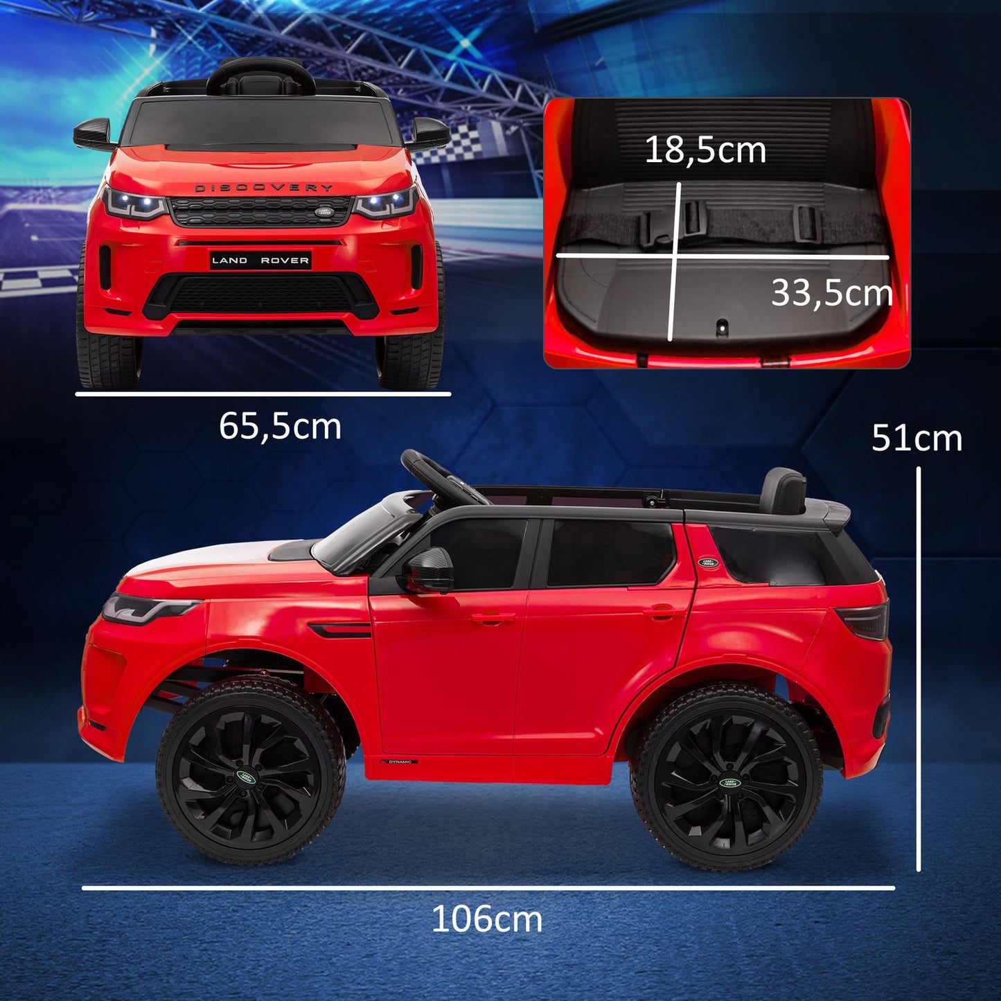 Electric children's car 12V with remote control, LED lights, red