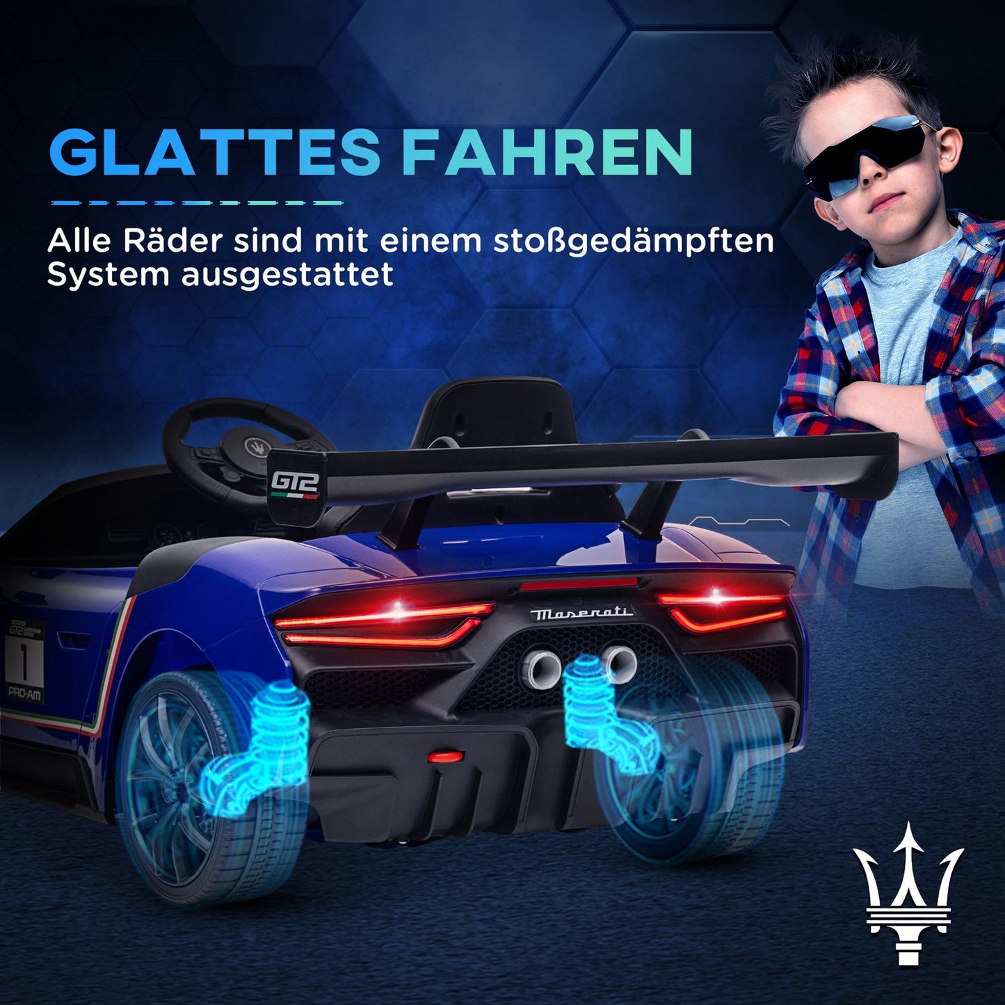 Children's 12V electric car with remote control, light, blue